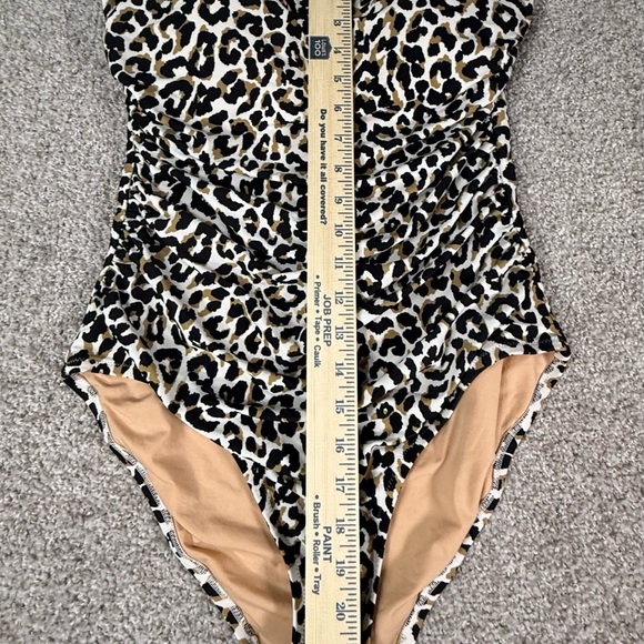 Leopard Swimsuit women’s J. crew one price strapless bathing suit M like new - Picture 3 of 7
